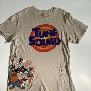 Tan Short Sleeve Tee with Cartoon Graphic